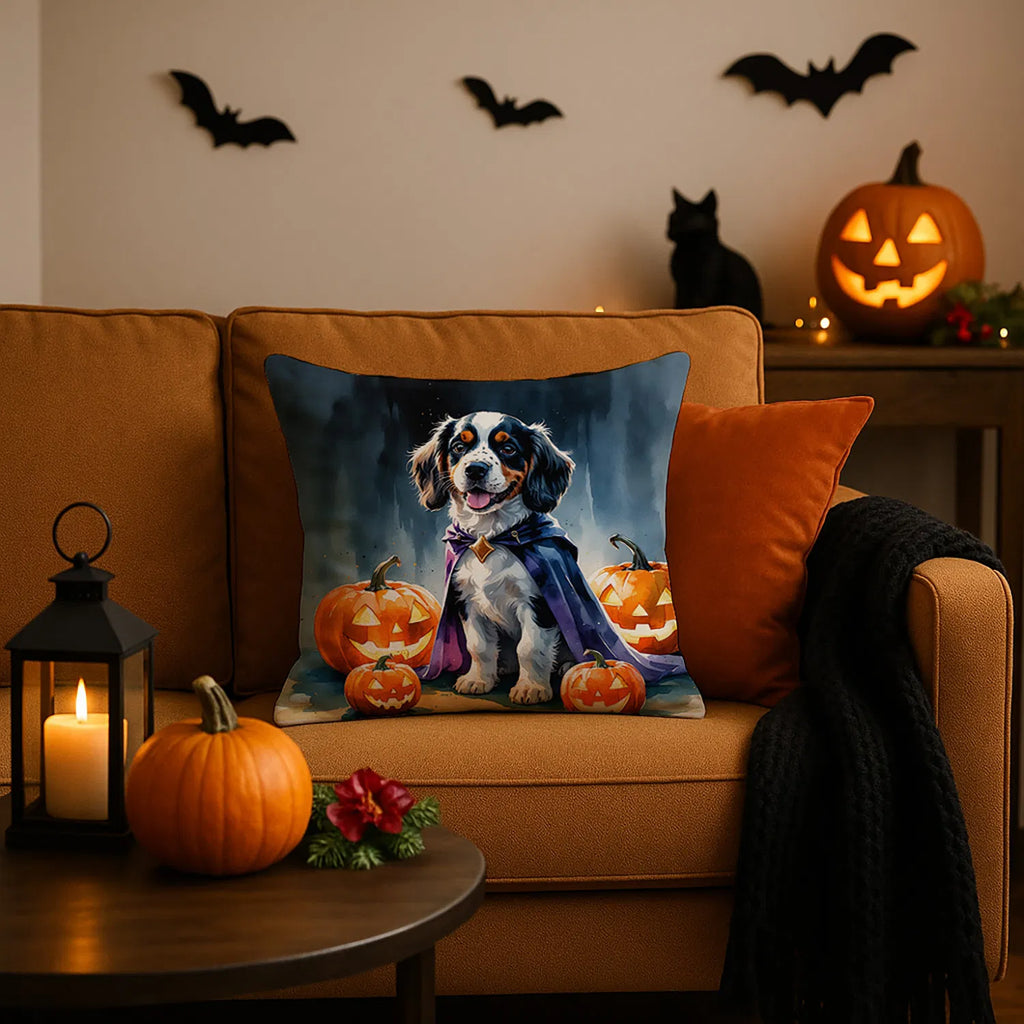 Welsh Springer Spaniel Puppy Halloween Throw Pillow Machine Washable