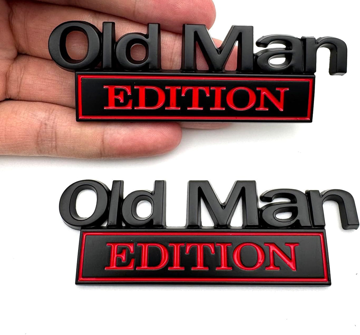 2PCS Old Man Edition 3D Metal Emblem Badge Waterproof & Rustproof