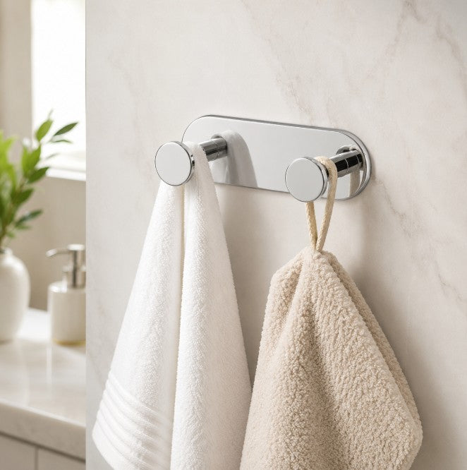 Stainless Steel Double Round Hook, Glossy Finish,2 Pack