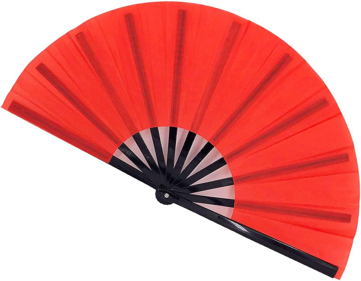 1PCS Large Red Folding Silk Hand Fan Hand Folding Fans Chinese Tai Chi
