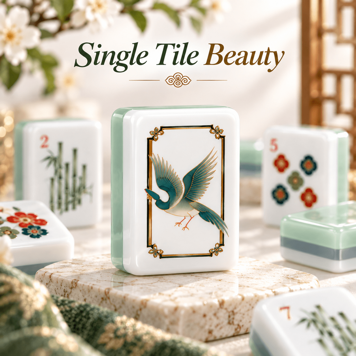 Elegant Acrylic Mahjong Set, Chinese Inspired American Mahjong Tiles