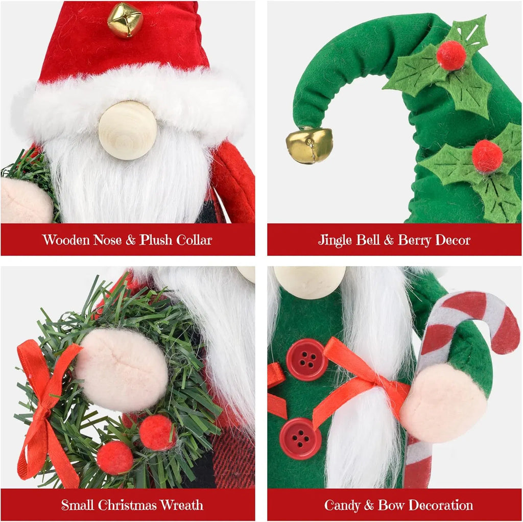 Christmas Gnomes Plush, 2 Pack Handmade Elf Santa Tomte Swedish Gnome