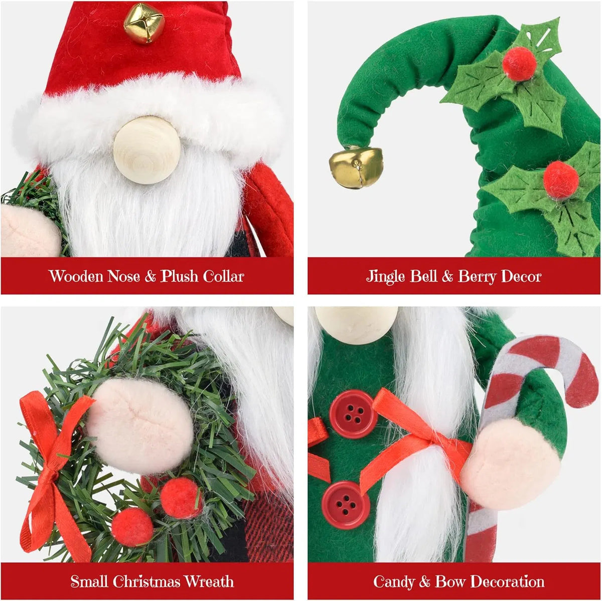 Christmas Gnomes Plush, 2 Pack Handmade Elf Santa Tomte Swedish Gnome