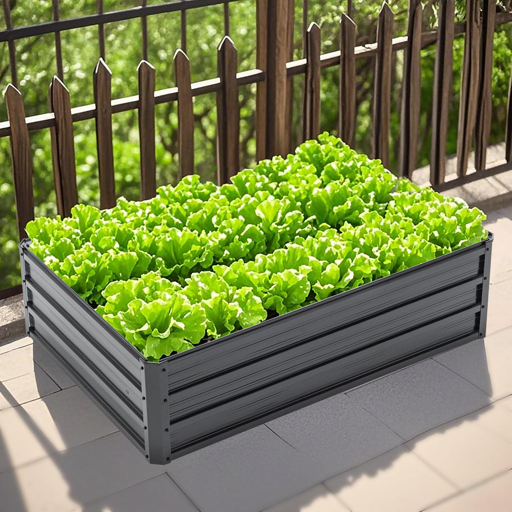 4x3x1ft Metal Raised Garden Bed,deep Root Outdoor Galvanized Planter