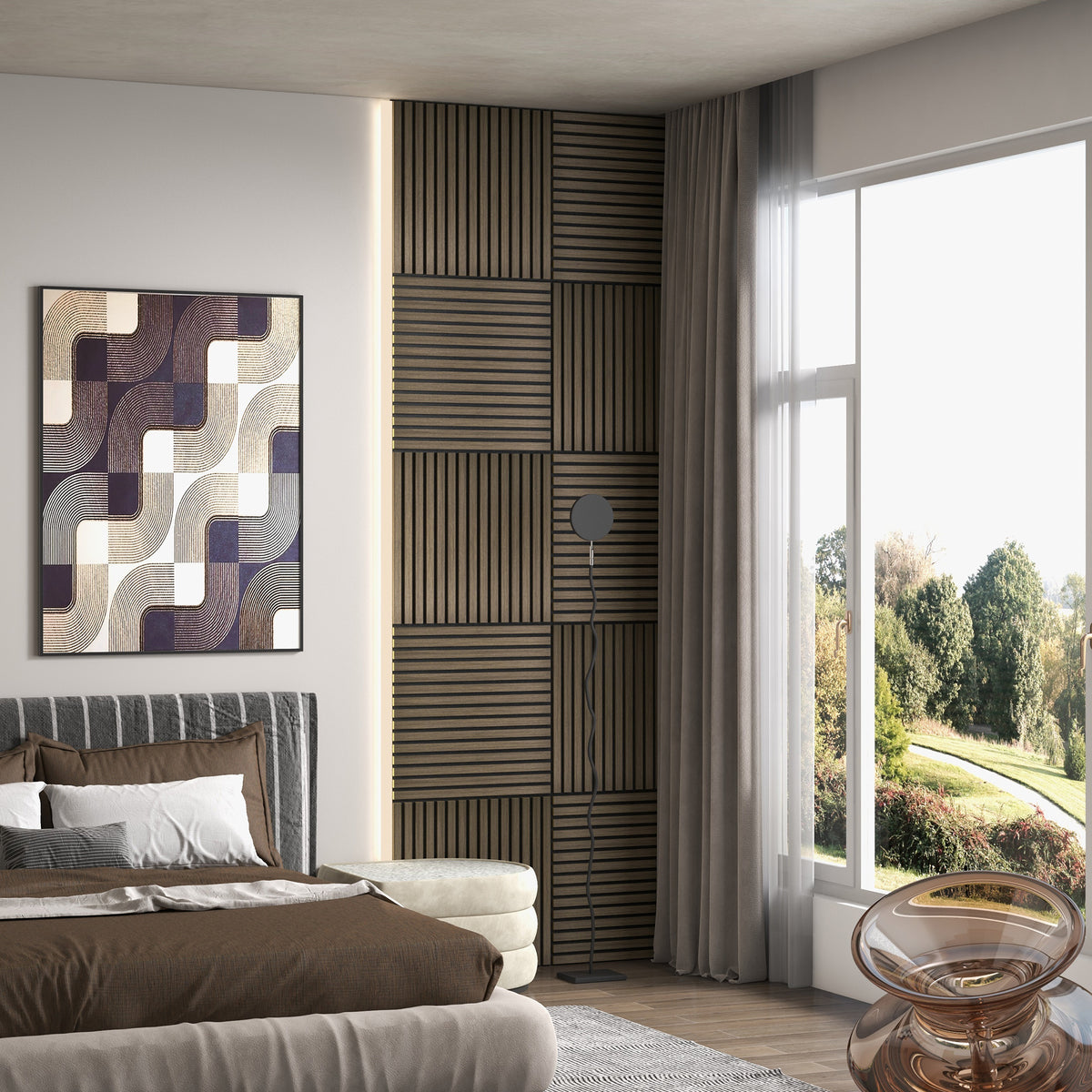 24" X 24" Wood Panels For Wall, 4 Pack Acoustic Panels, Sound Absorbing