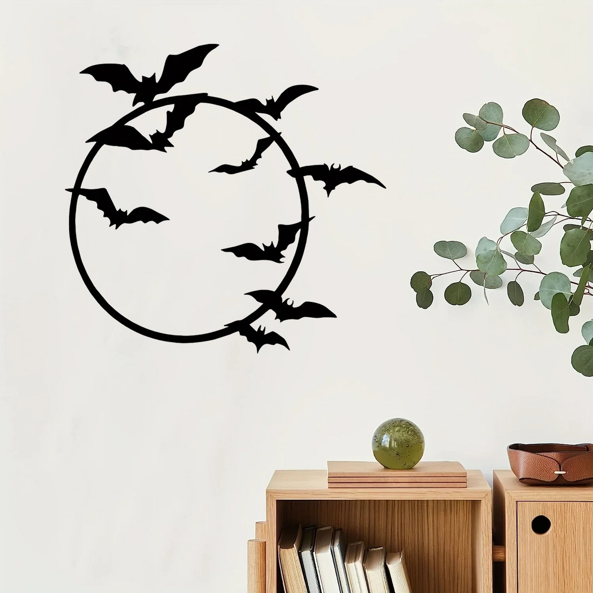 Halloween Metal Bat Wall Art Gothic Iron Wall Hanging Sign Spooky Home
