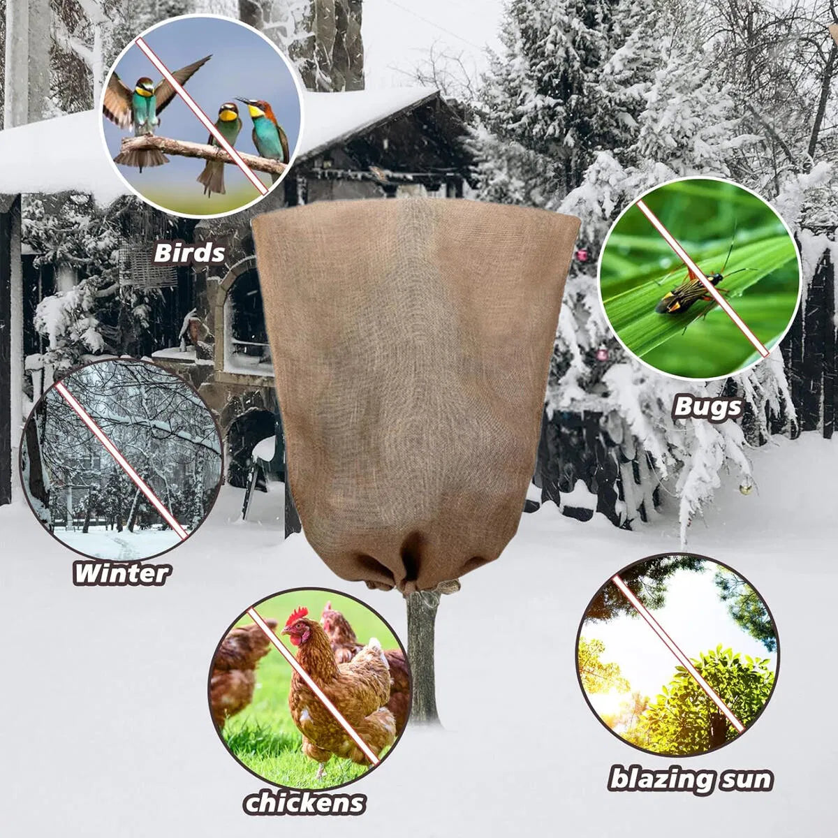 2 Packs Burlap Plant Cover Bags 3 Sizes Tree Freeze Protection Blanket