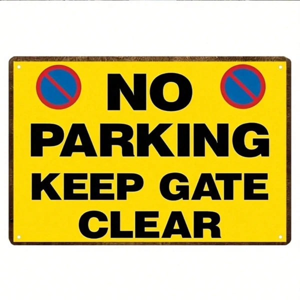 Vintage No Parking Keep Gate Clear Metal Sign" Heavy-duty Iron Warning