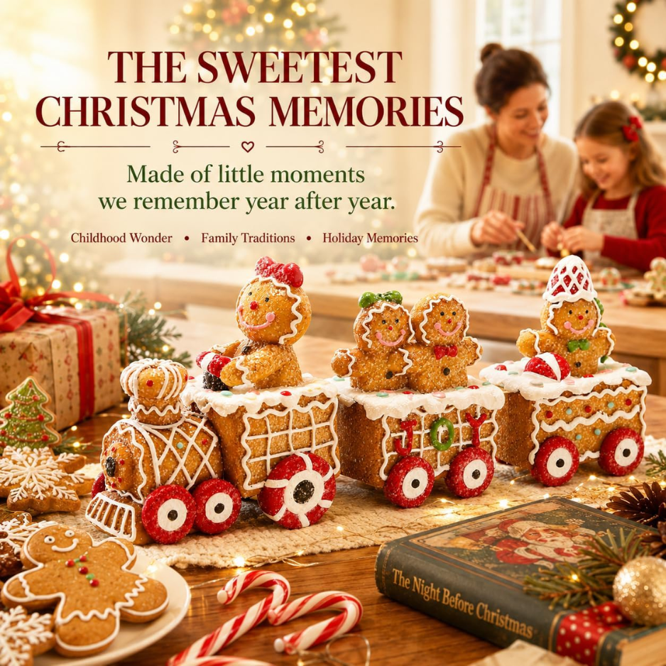 9.25IN Gingerbread Train Figurine, Home Tabletop Decor For Christmas