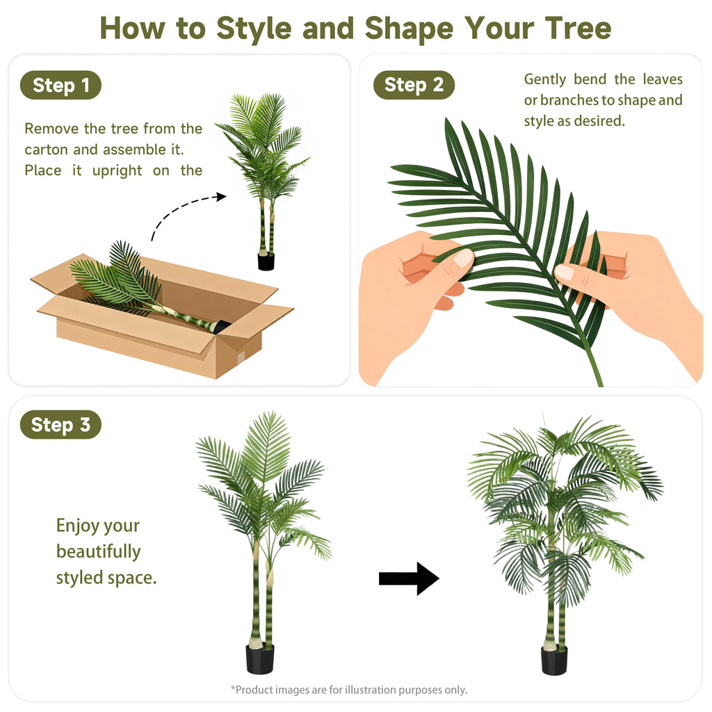 6FT Artificial Palm Tree With Black Plastic Pot, Tropical Fake Plant