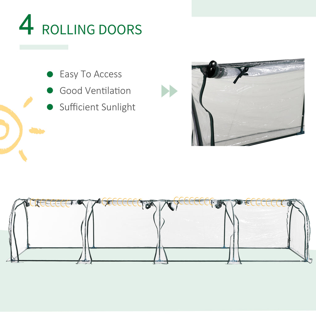 Portable Tunneled Greenhouse With 4 Zippered Doors, Water UV Fighting