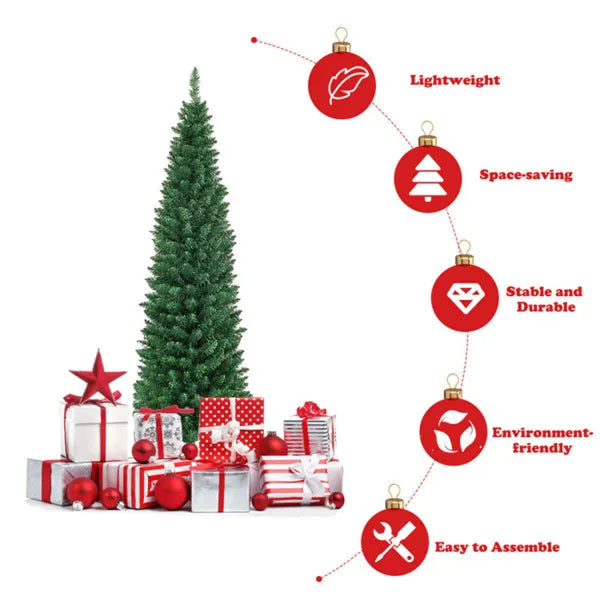 5ft Slim Pencil Christmas Tree - Space-saving Design For Small Corners