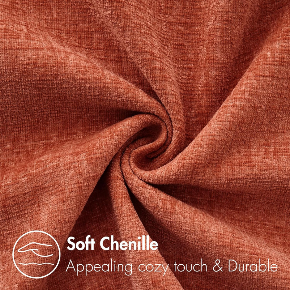 Soft Chenille Fall Throw Pillow Covers Burnt Orange 18x18 Pack Of 2