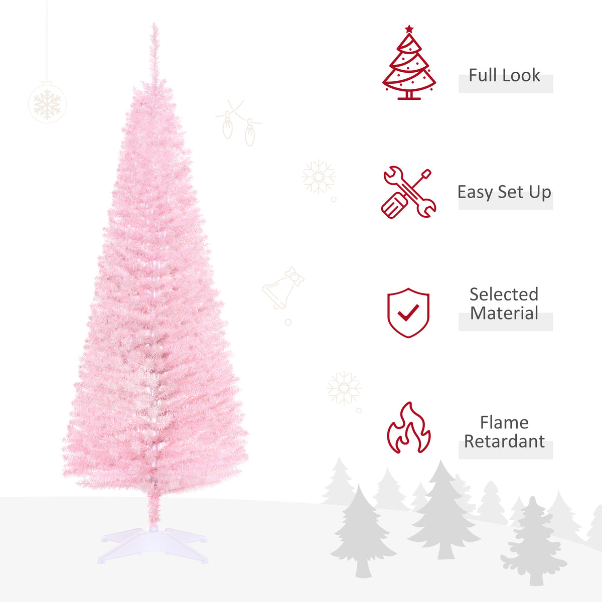 5' Artificial Pencil Christmas Tree, Slim Xmas Tree With 294 Realistic