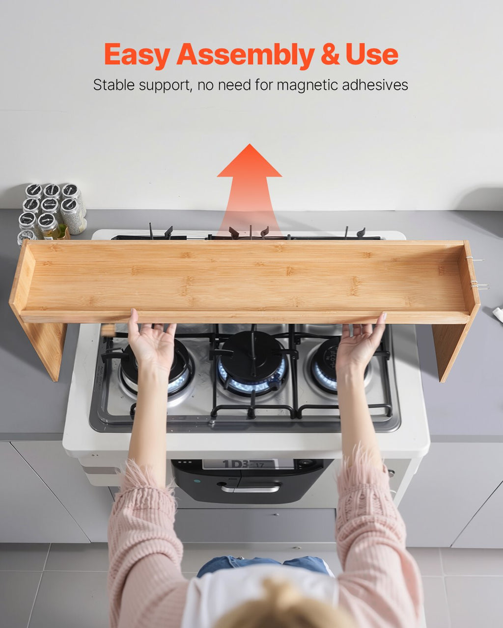 Over The Stove Spice Shelf Spice Rack Kitchen Organizer 32.6x13in