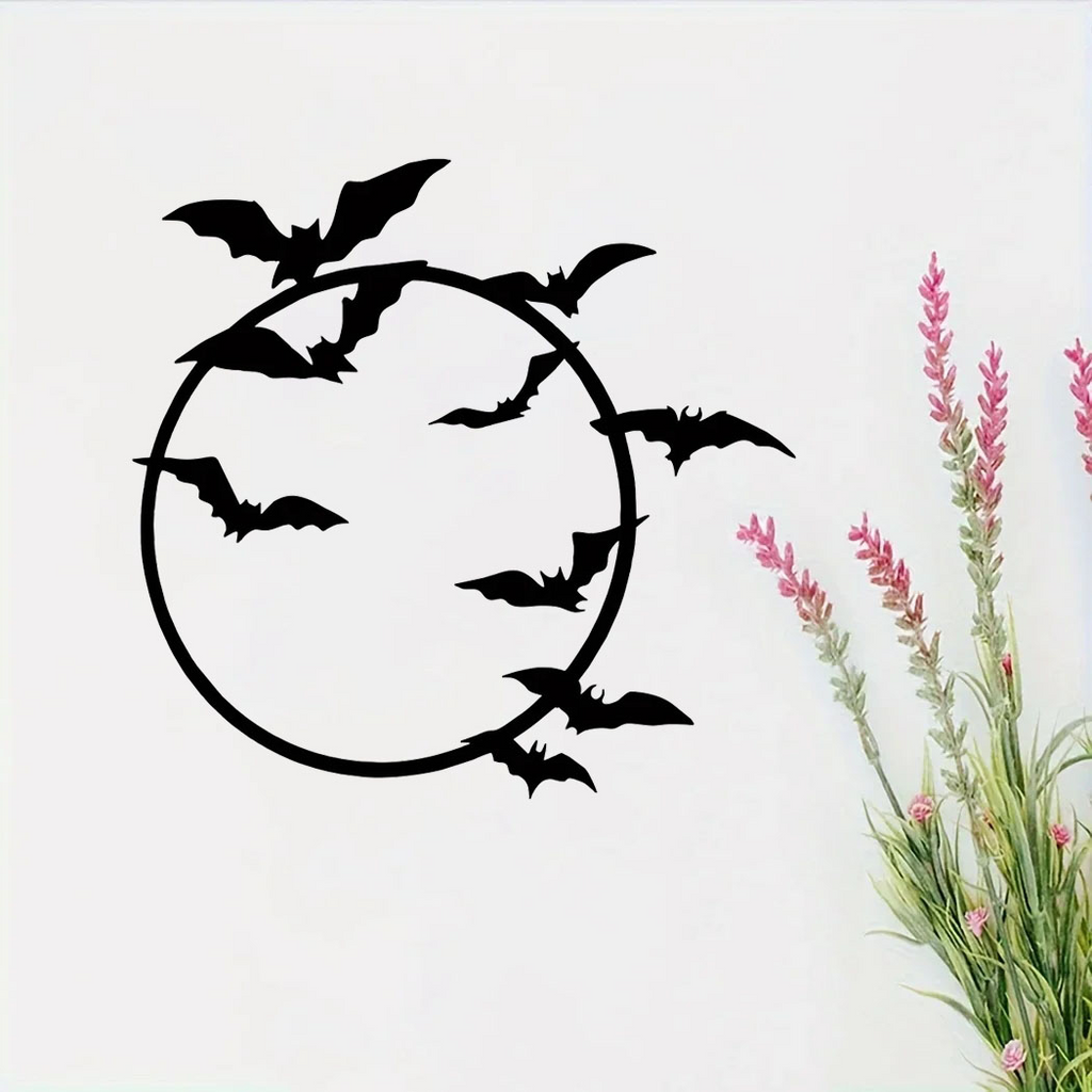Halloween Metal Bat Wall Art Gothic Iron Wall Hanging Sign Spooky Home