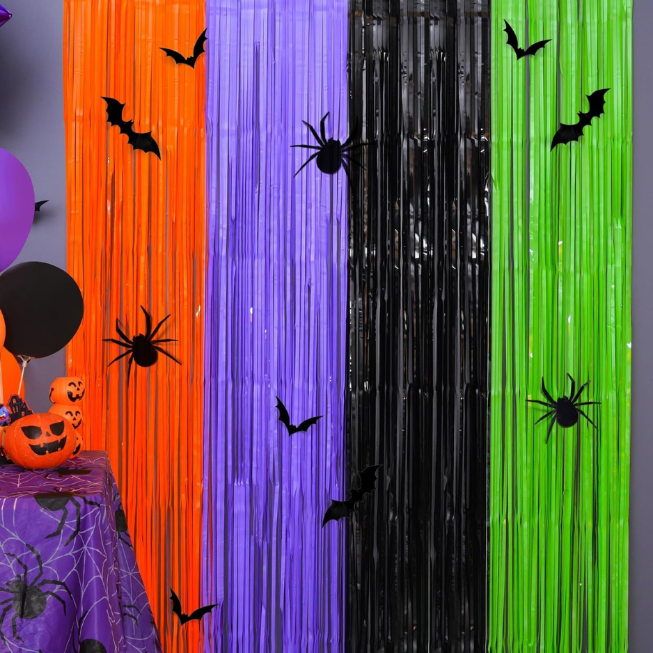 Halloween Party Decor, Halloween Backdrop With Bat Stickers, 2 Pack 3.3