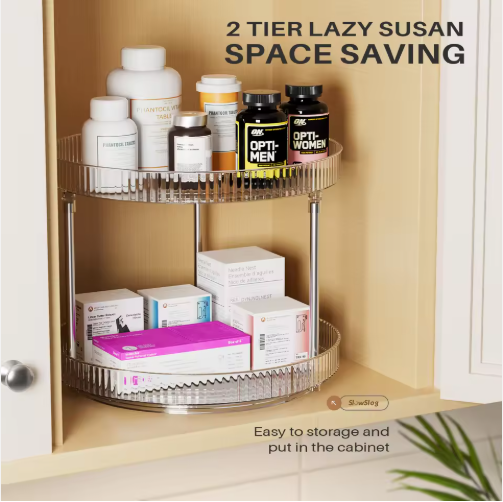 Double-layer Turntable Rotating Spice Rack Organization Spinning