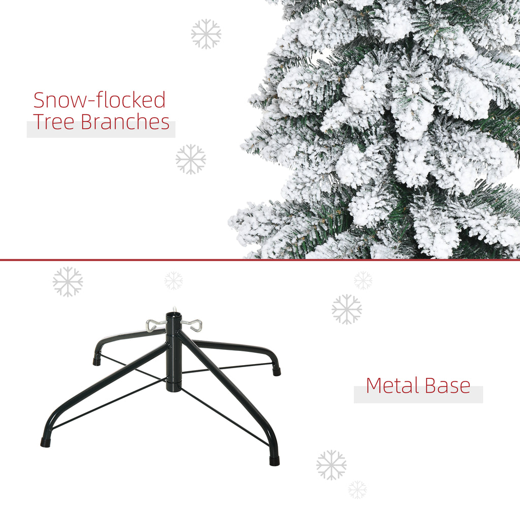 6 Tall Unlit Slim Pencil Xmas Tree, Snow Flocked Artificial Christmas