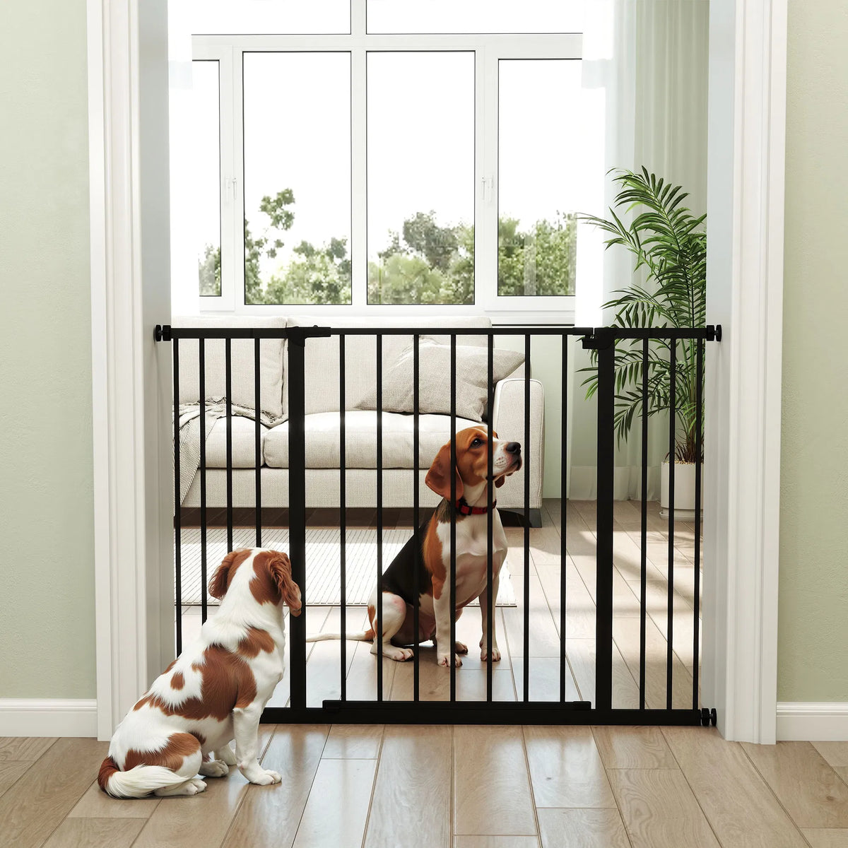 Pressure Fit Dog Gate Pet Barrier For Stairs Doorway, 29.9''- 42.1''