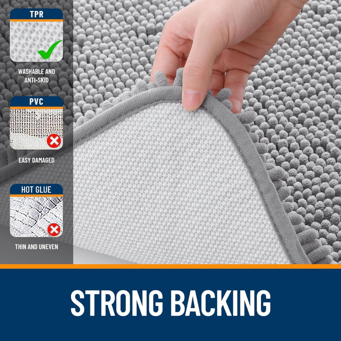 Bathroom Rugs Extra Soft Absorbent Chenille Bath Rugs Rubber Backing