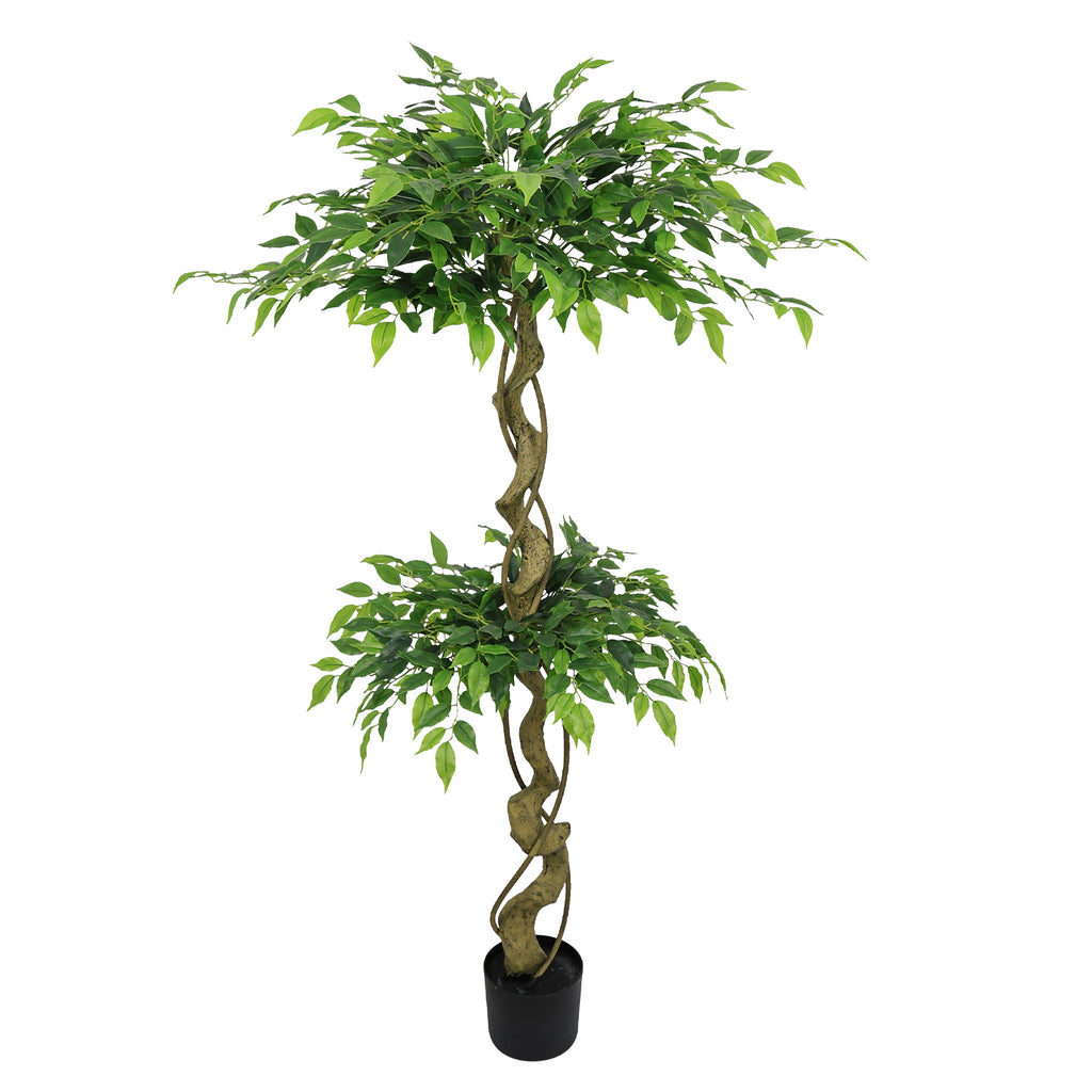 5.2FT Artificial Ficus Tree, Lifelike Faux Banyan Tree With Pot
