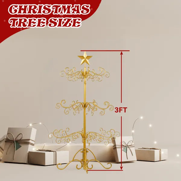 3ft Wrought Iron Christmas Tree, Metal Ornament Display Tree Stand