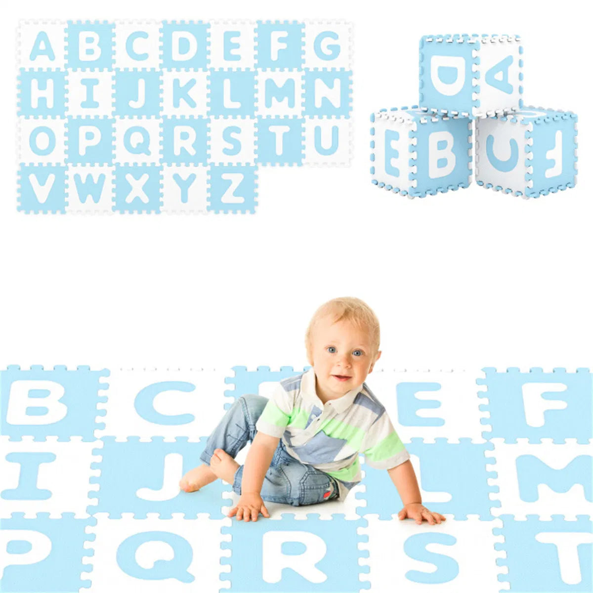 26PCS ABC Alphabet EVA Foam Play Mat, 31.75×31.75×1.02cm Bpa-free