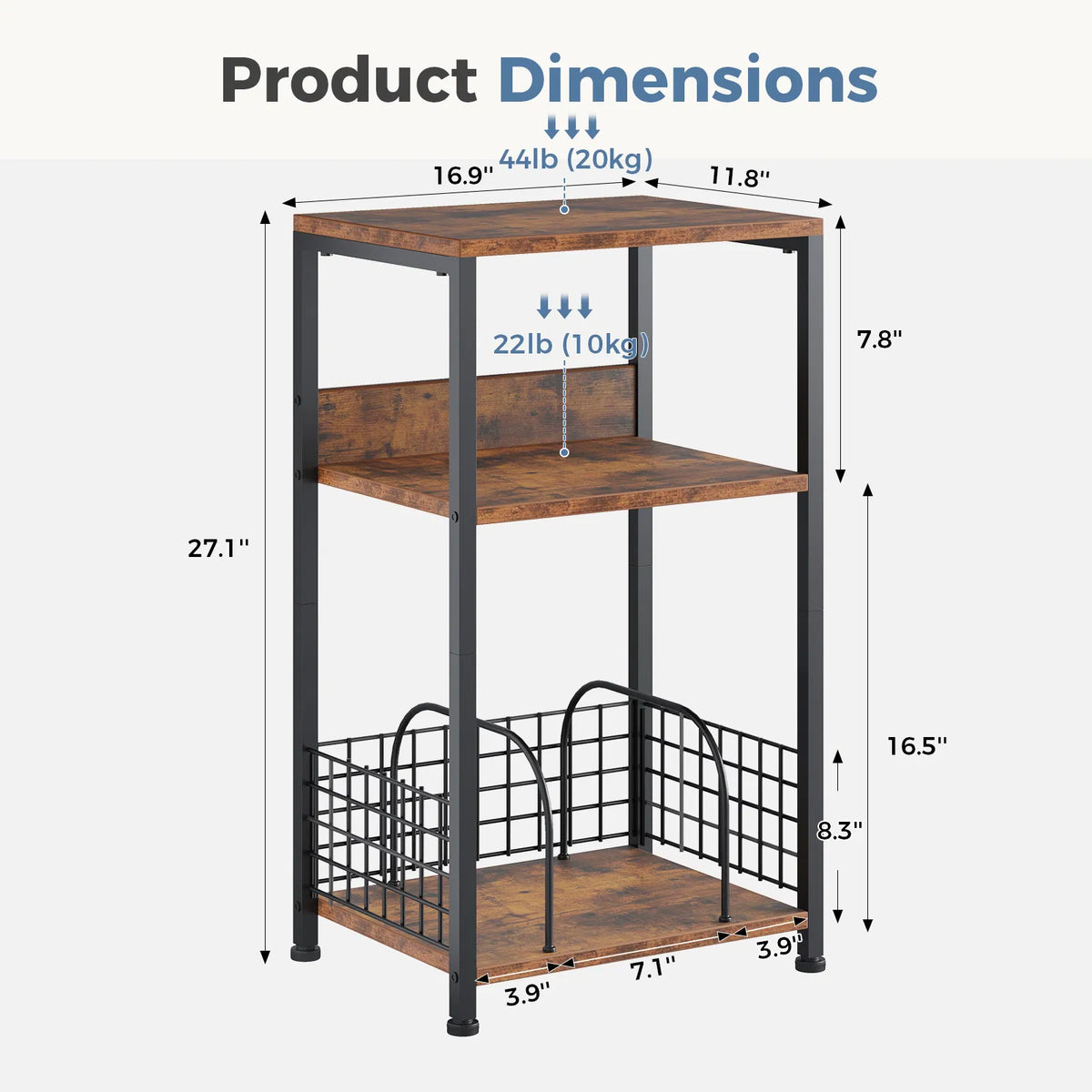 3-Tier Turntable Stand With Vinyl Storage For 100 Albums, Combined CD