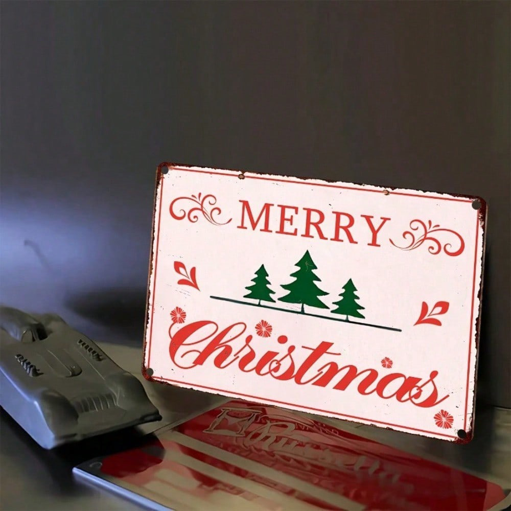 Retro Christmas Tree Tin Sign, Metal Wall Decor -pink 8x12 Gift-ksign