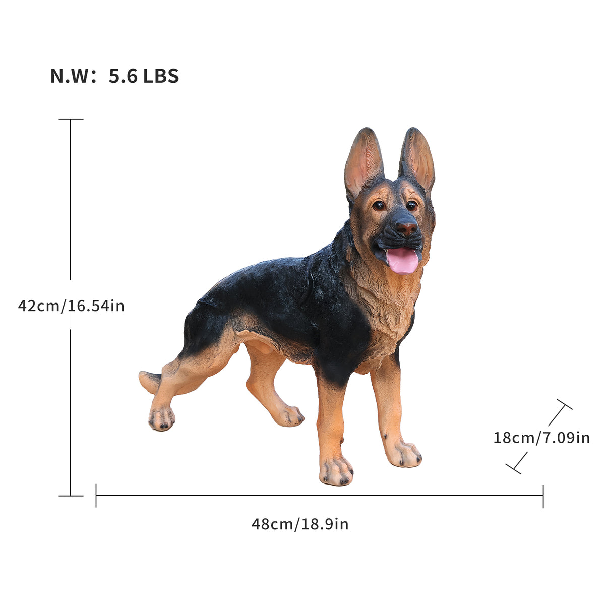 Outdoor German Shepherd Dog Statue Greeter Garden Decor – Cute Puppy
