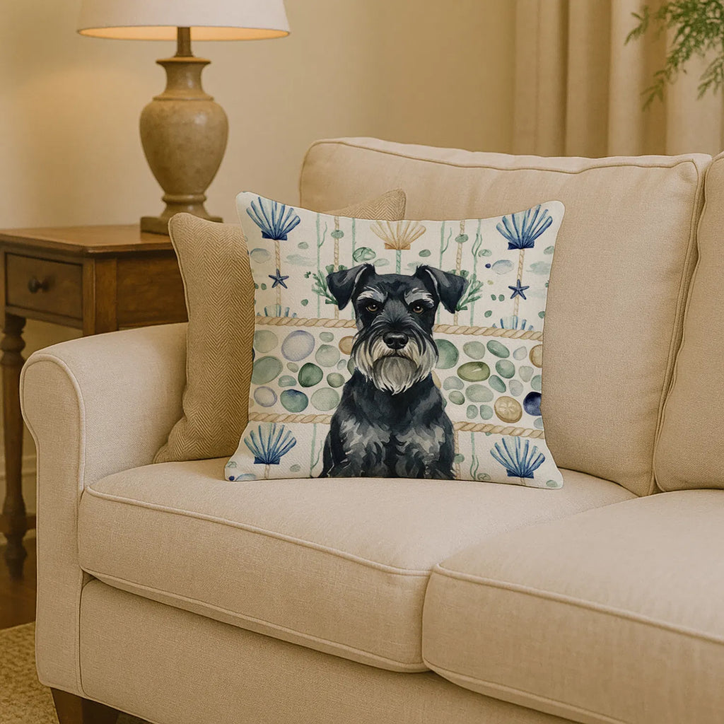 Standard Schnauzer Coastal Sea Glass Throw Pillow Decorative Indoor