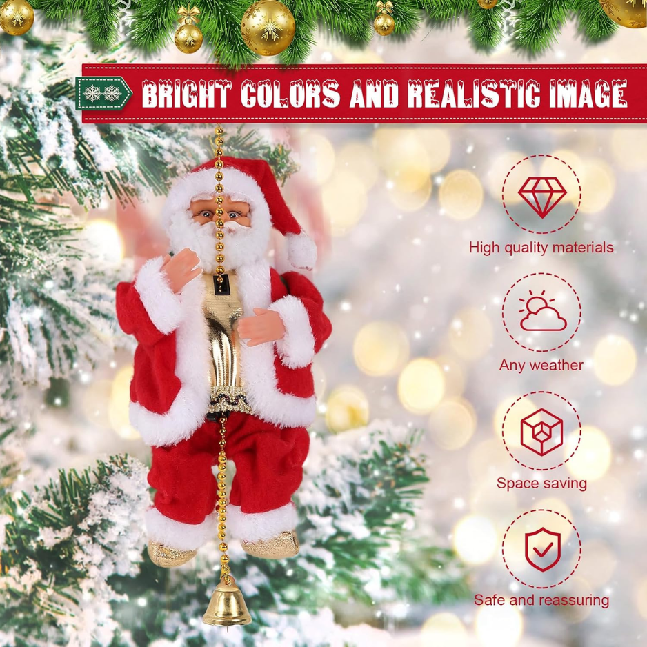 3 Mode Climbing Santa On Rope, Animated Musical Christmas Decoration