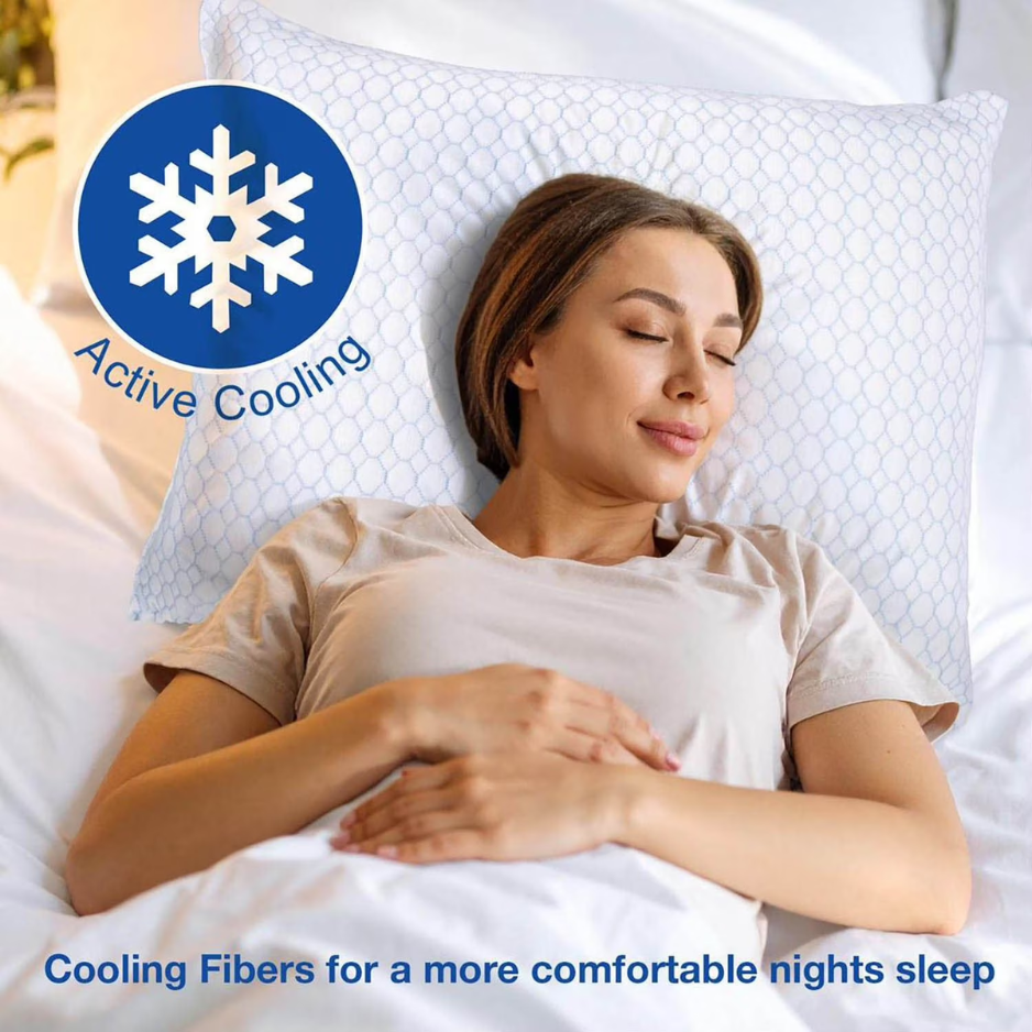 2-Pack Cooling Down Microfiber Pillows, Standard Queen Size