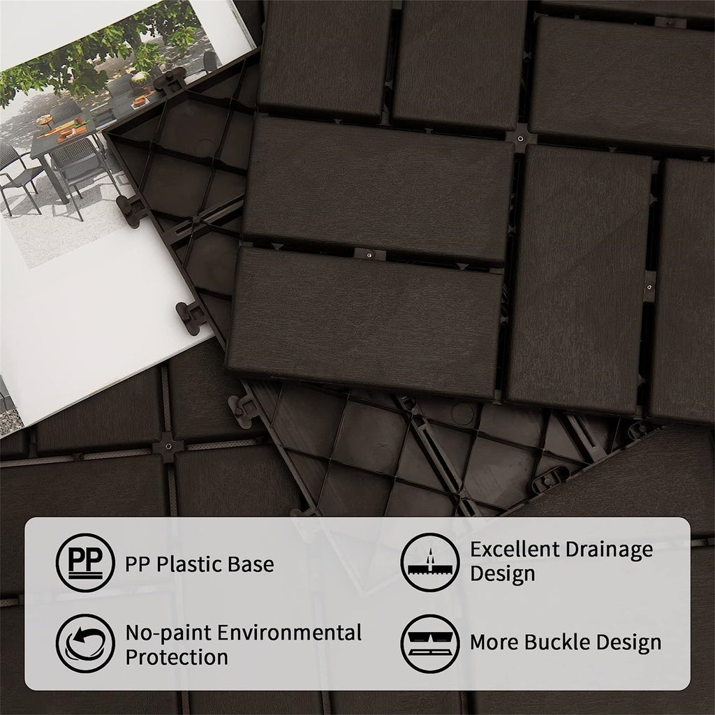 Patio Interlocking Deck Tiles, 12 X12 Square Composite Decking Tiles