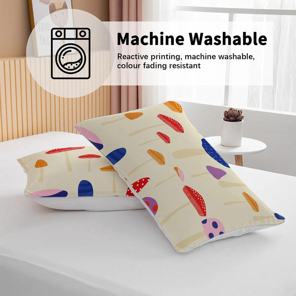 Mushroom Duvet Cover Set Full Size, 3 Pieces Colorful Cartoon Mushroom