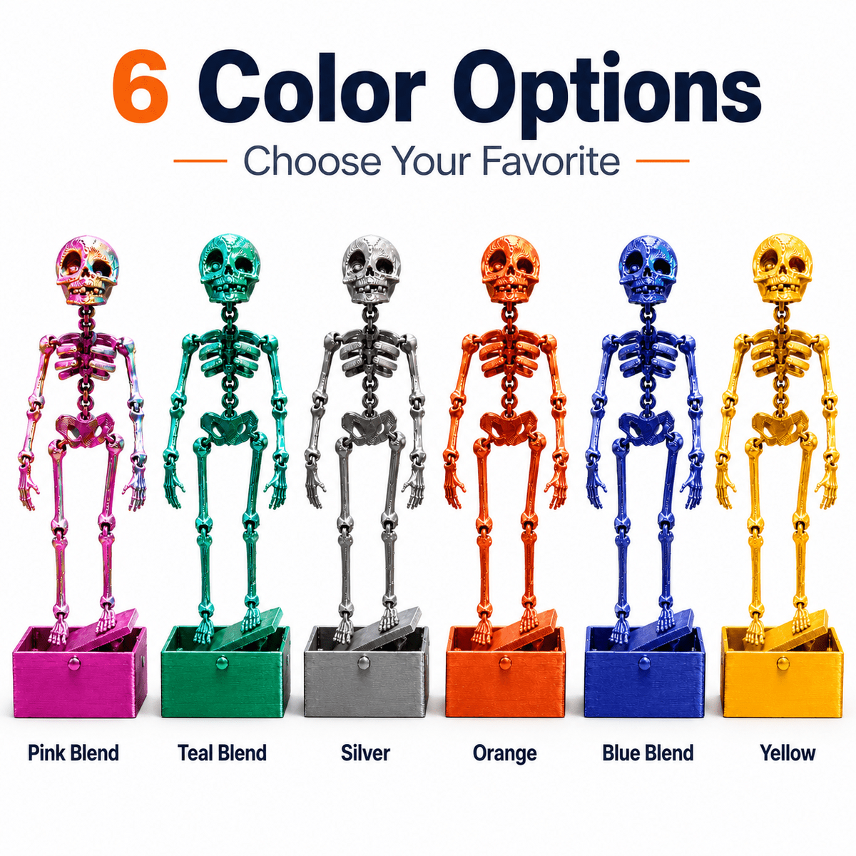 3D Printed Dancing Skeleton Aquarium Ornament With Suction Cups & Air