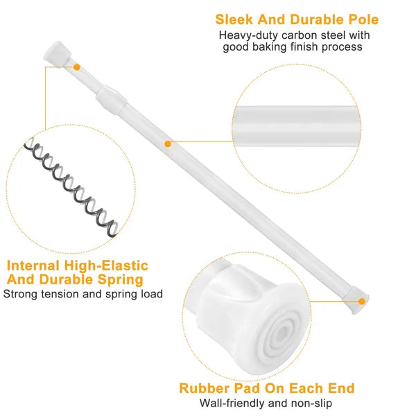 90cm Tension Curtain Rod Spring Load Adjustable Curtain Pole Heavy-duty