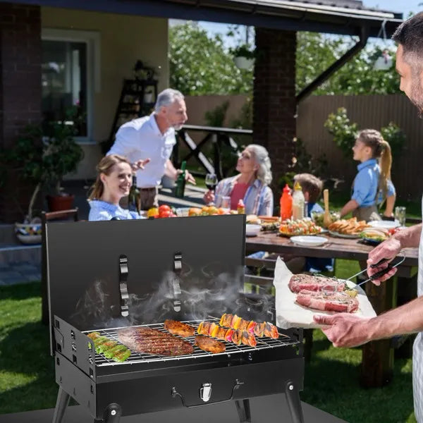 16.7x10x17.7in Portable Charcoal Grill Foldable BBQ Suitcase Grill