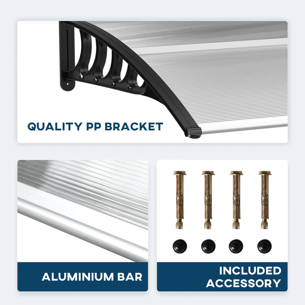 Awning Door Canopy, 40.6" X 38" Polycarbonate Front Door Outdoor Patio