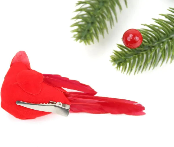 12 Pcs Cardinal Birds For Crafts, Mini Cardinal Clip On Christmas Tree