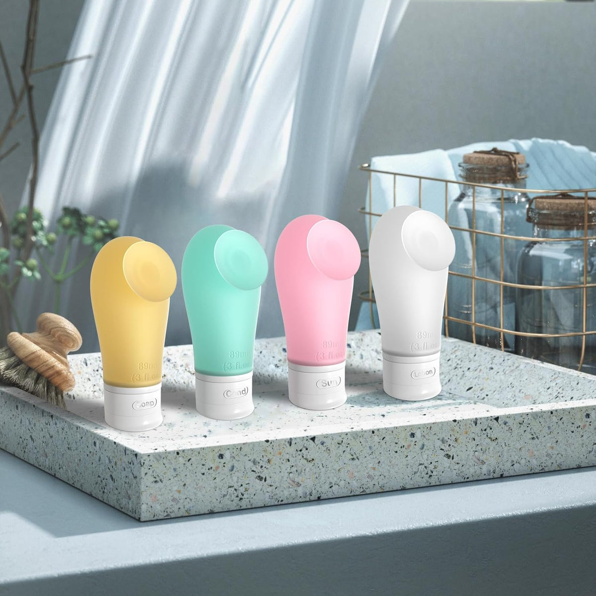 60ml 14Pcs Leak Proof Travel Bottles For Toiletries TSA Approved