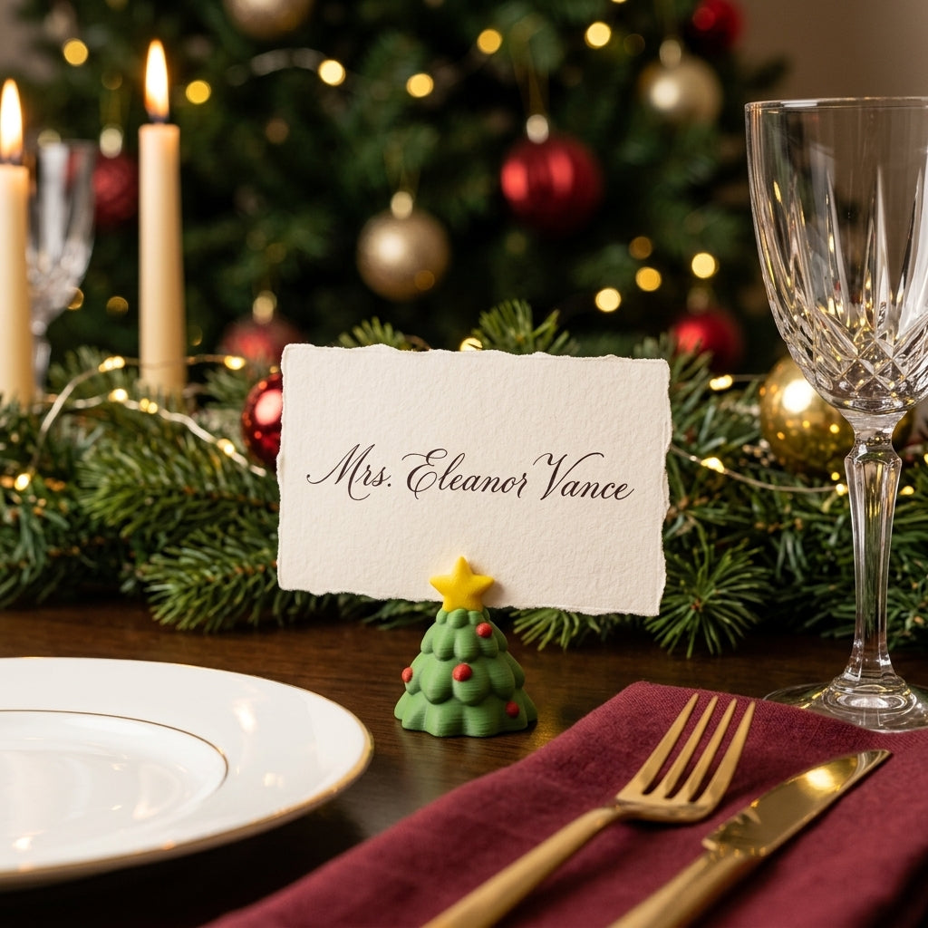 Christmas Photo Holder Set, 3D Printed Holiday Card Stand, Mini