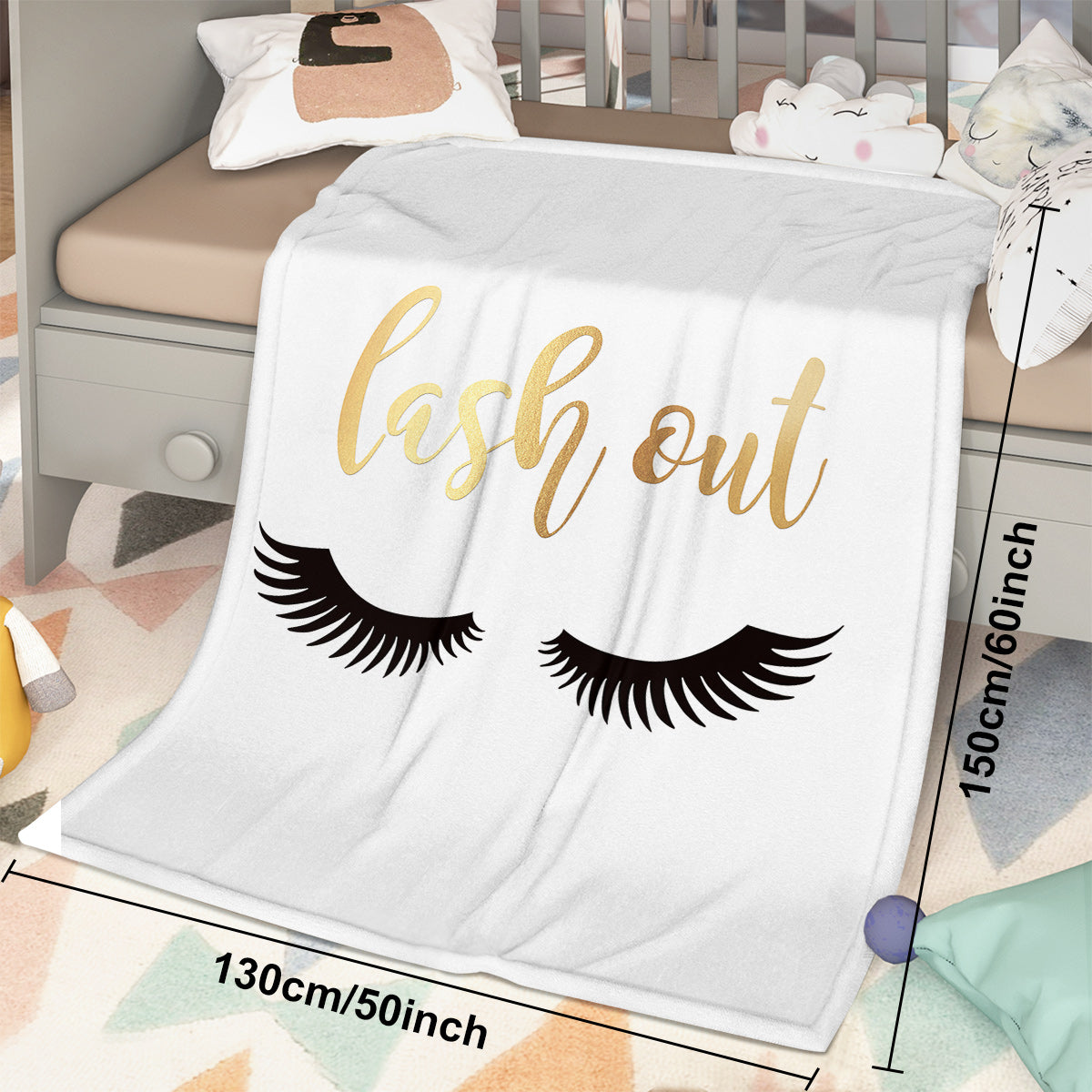 Long Eyelashes Printed Throw Blanket Plush Fluffy Flannel Fleece
