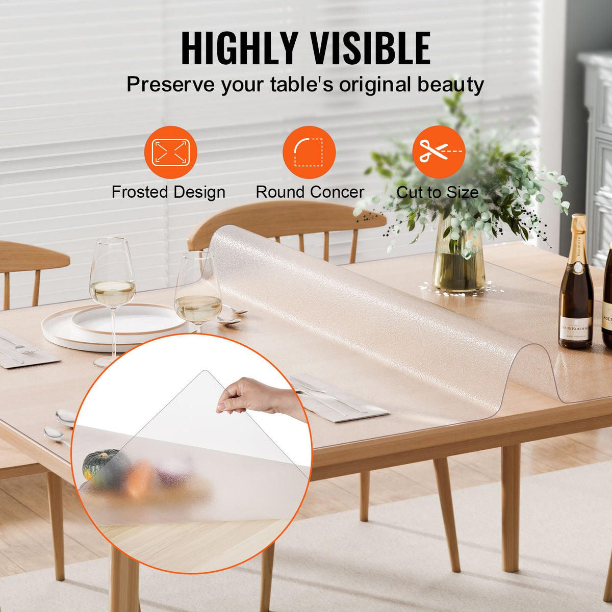 PVC Table Protector 24x48 Inch Frosted Plastic Desk Protector 1.5mm