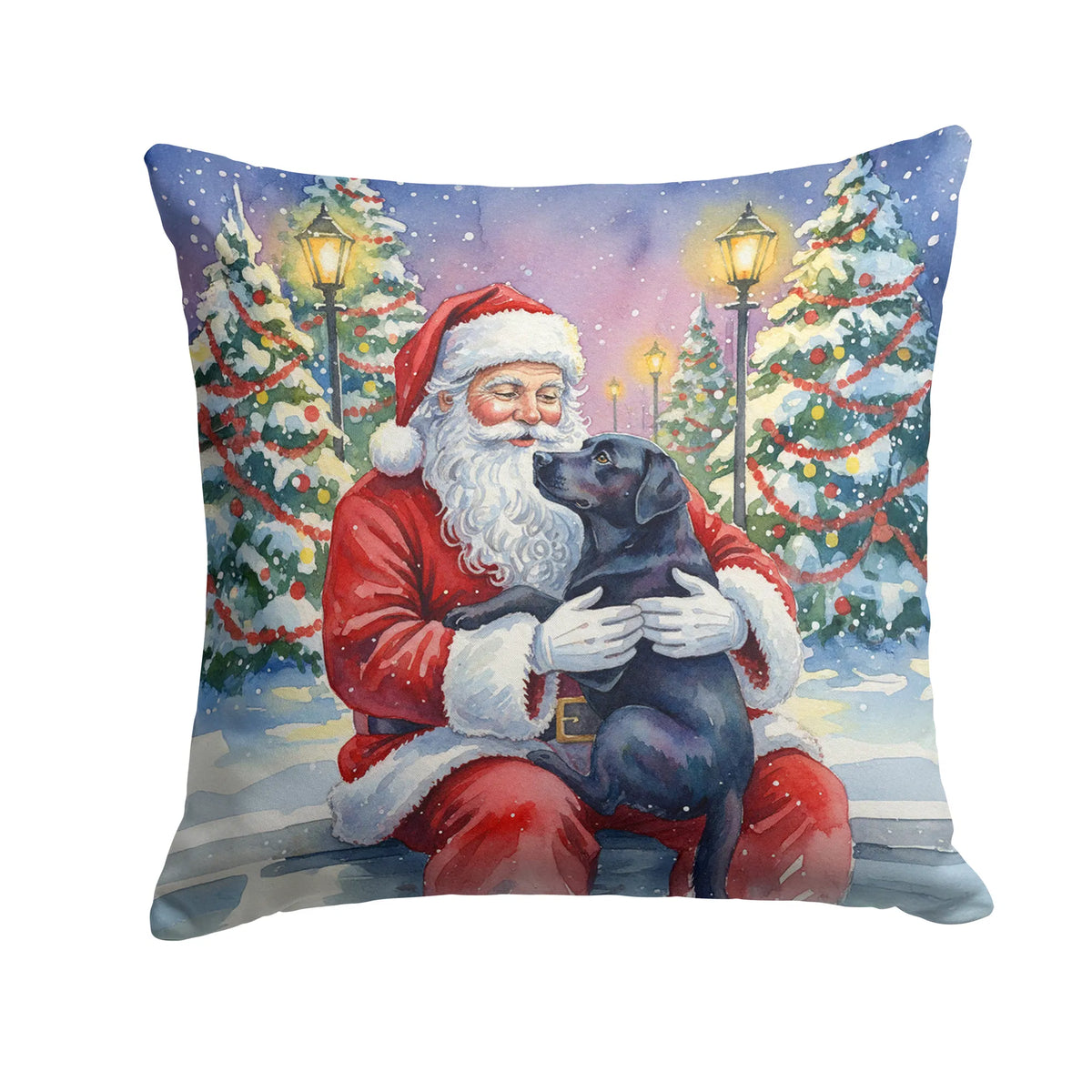 Black Labrador Retriever With Santa Claus Throw Pillow Decorative