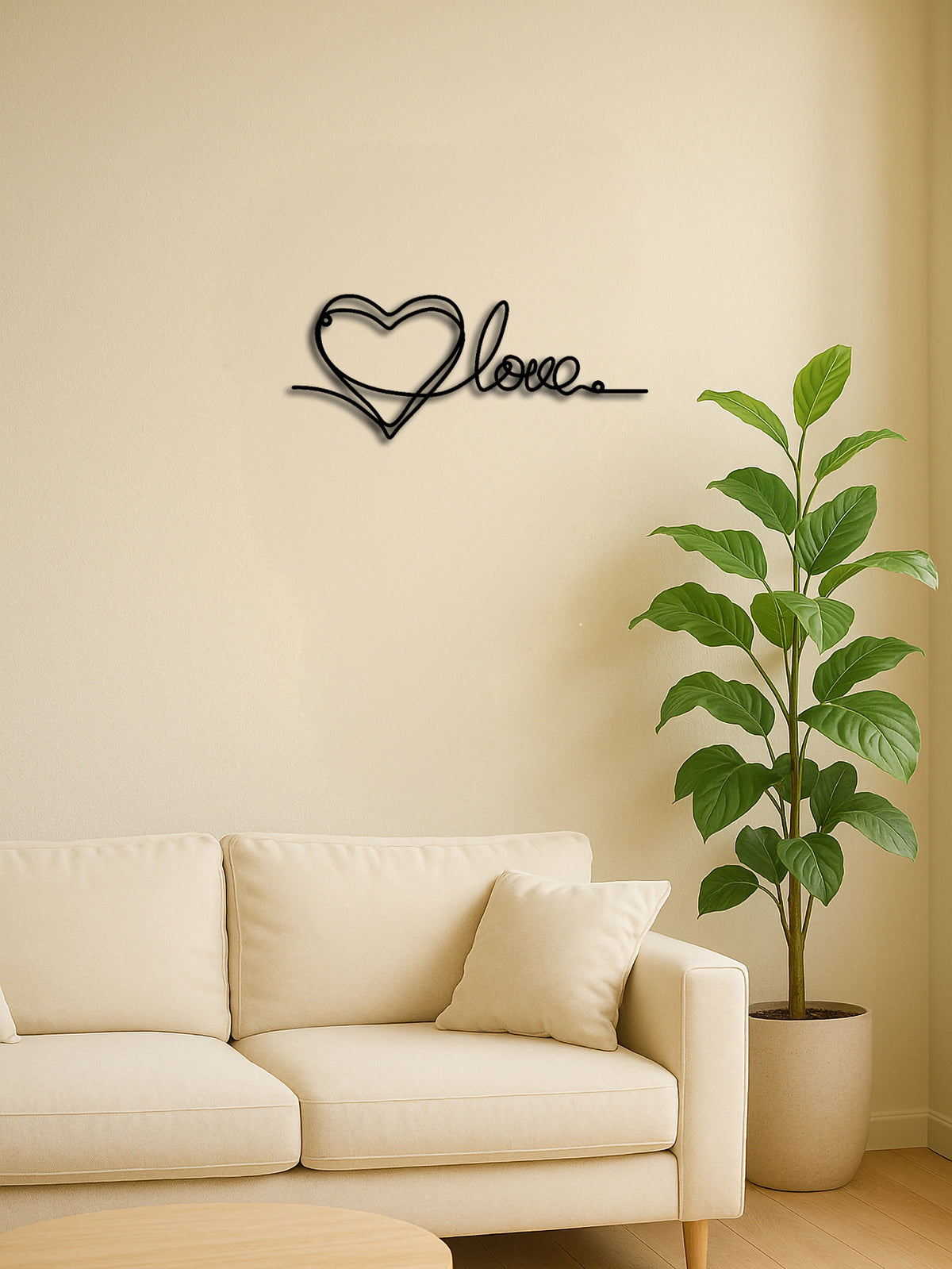 Metal Heart Love Shaped Wall Hanging Ornament Line Art Pendant Metal