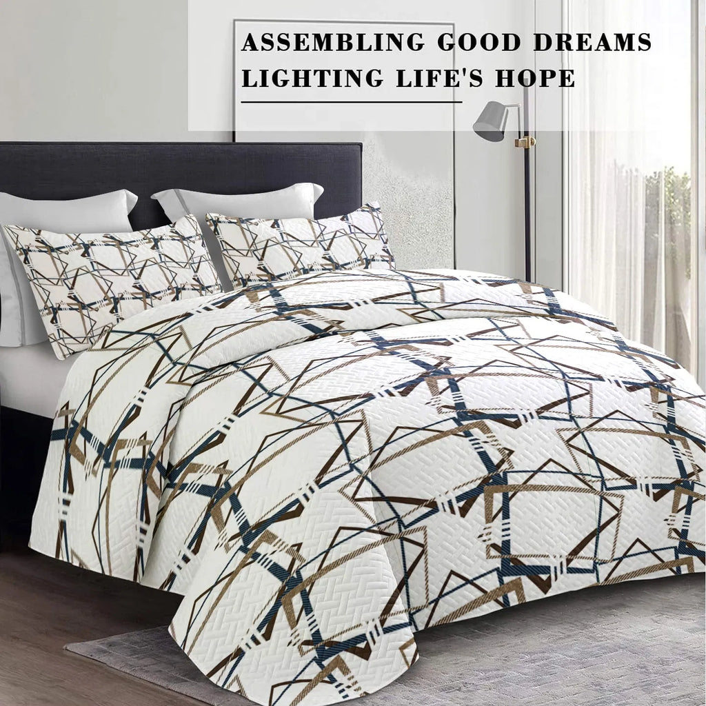 Quilted Bedspread & Curtain Set 9 Piece, Queen Size - Bedding Ensemble