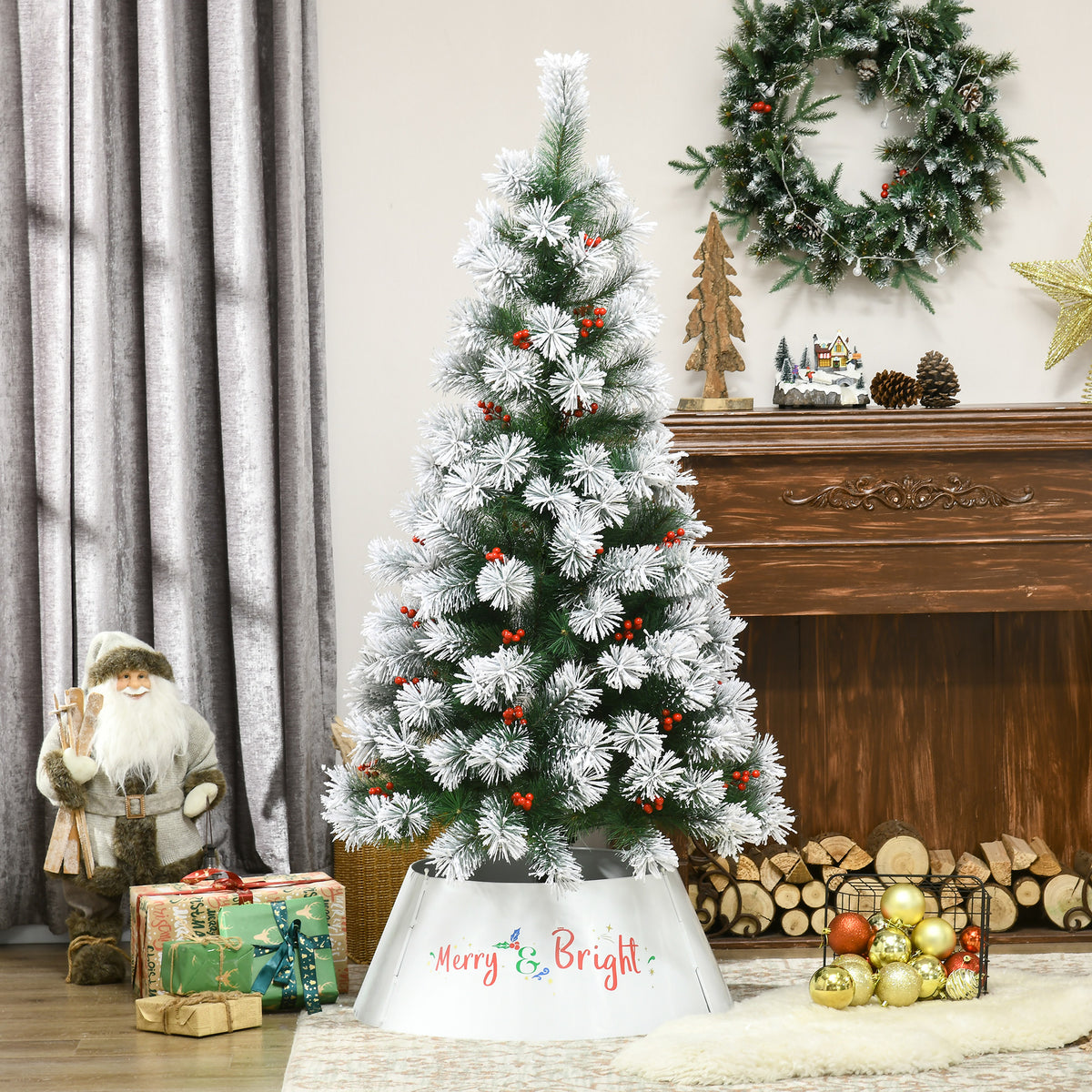 Steel Christmas Tree Collar, 26 in, Merry & Bright