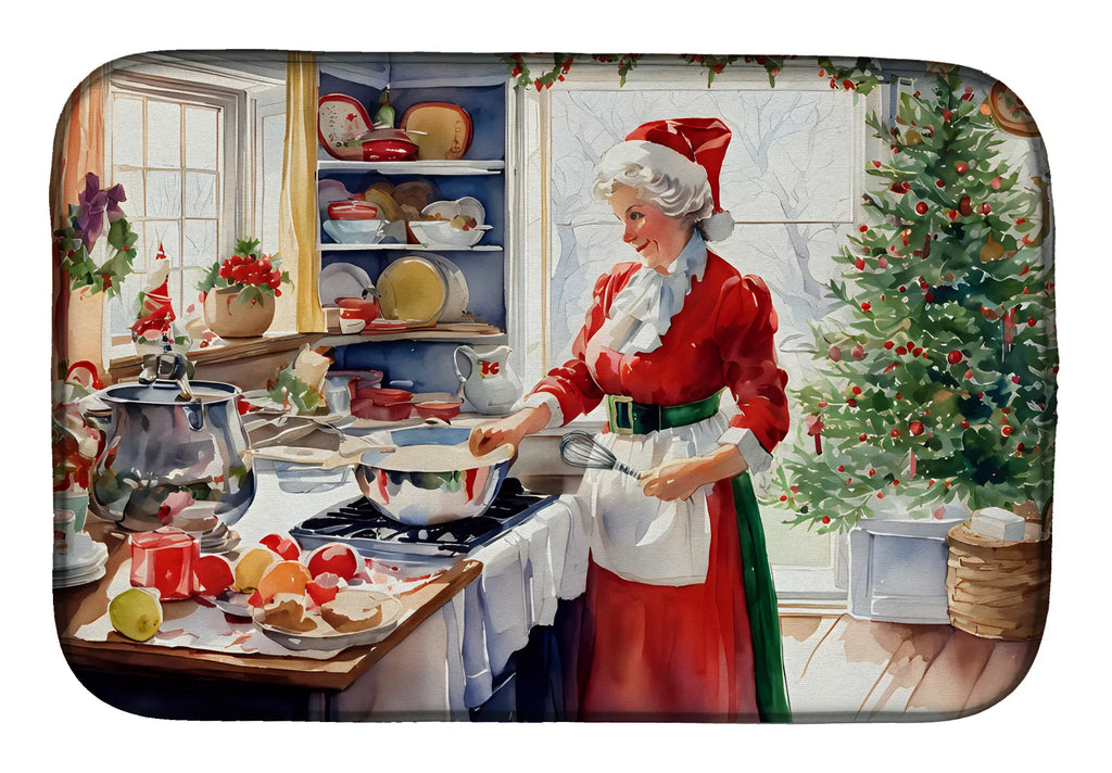 Cookies With Santa Claus Mrs. Claus Dish Drying Mat Absorbent Dish